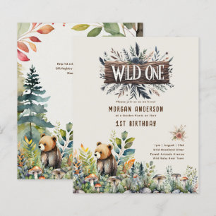 Wild One Baby Bear Woodland Animals Rustic