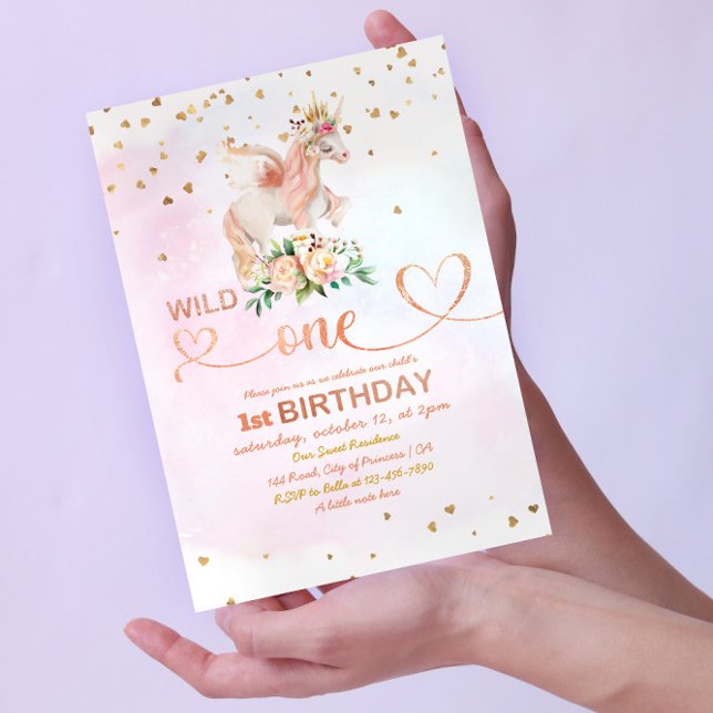 Wild One Baby Girl 1st Birthday Invitation (Creator Uploaded)