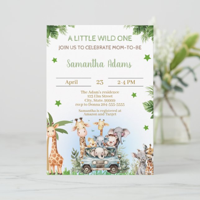 Wild One Baby Shower for Boy Invitation (Standing Front)