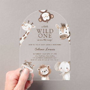 Wild One Baby Shower Safari Theme Arch Acrylic Invitations