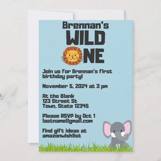 WILD ONE Baby's First Birthday Invitation (Front)