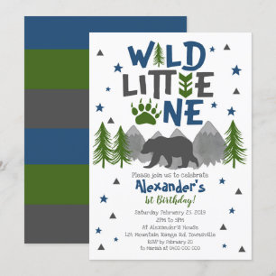 Wild One Bear 1st Birthday Invitation