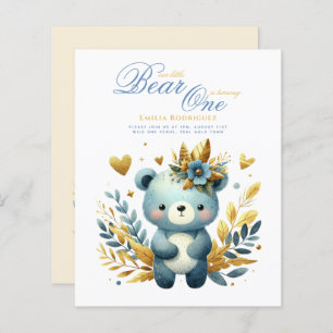 Wild One Bear 1st Birthday (or EDIT AGE) Teal Gold