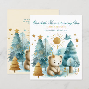 Wild One Bear 1st Birthday (or EDIT AGE) Teal Gold