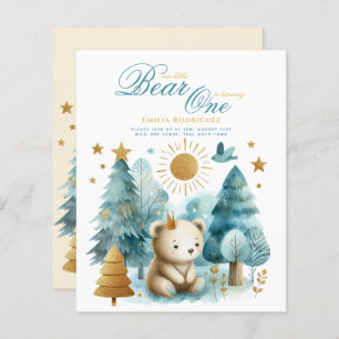 Wild One Bear 1st Birthday (or EDIT AGE) Teal Gold