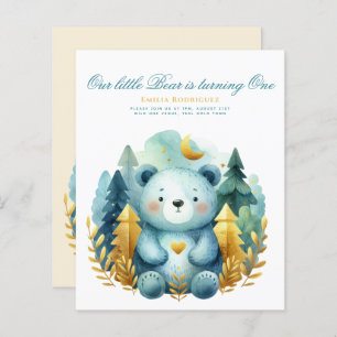 Wild One Bear 1st Birthday (or EDIT AGE) Teal Gold