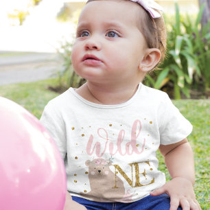 Wild One Bear - Personalised Glitter Baby T-Shirt
