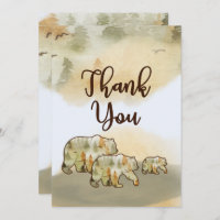 Wild One Bears Woodland Baby Shower Thank You