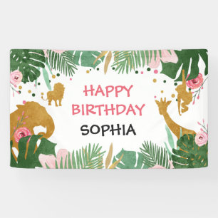 Wild one birthday banner Safari Jungle Animals