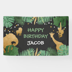 Wild one birthday banner Safari Jungle Animals