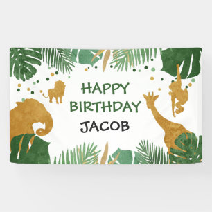 Wild one birthday banner Safari Jungle Animals