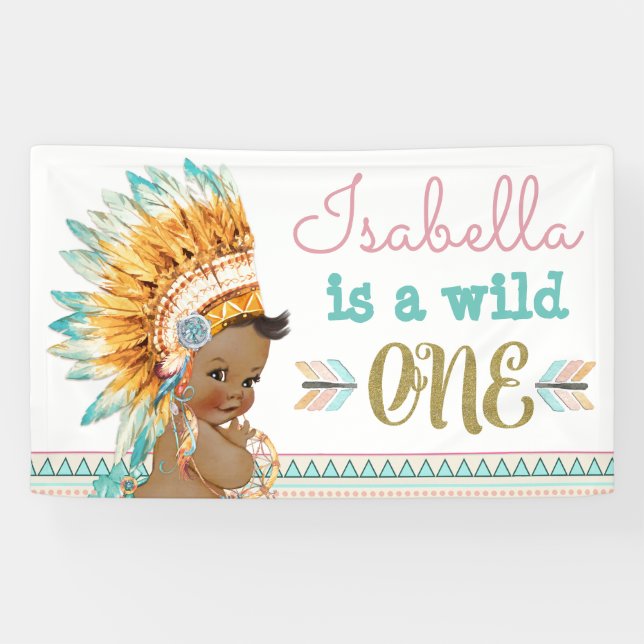 Wild One Birthday Banner Tribal 1st Birthday (Horizontal)