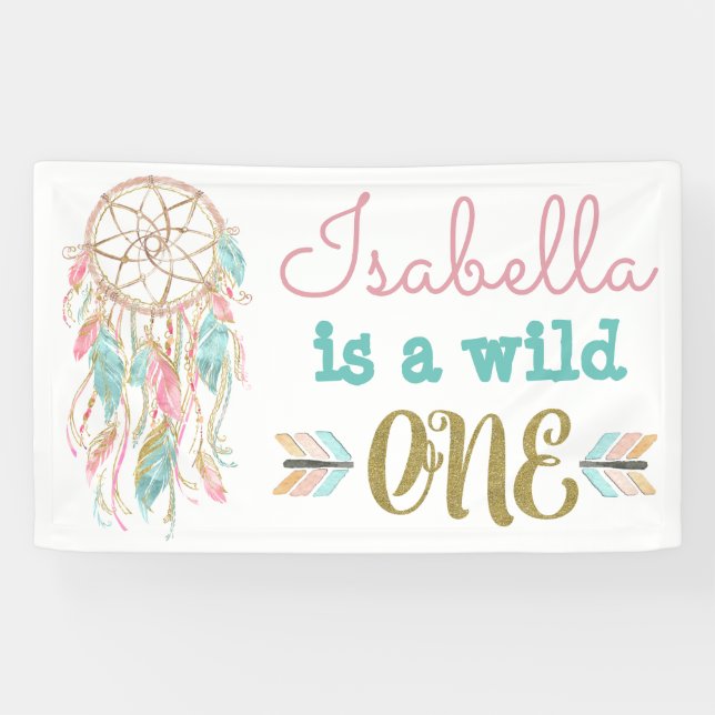 Wild One Birthday Banner Tribal 1st Birthday (Horizontal)