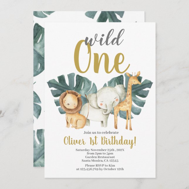 Wild One Birthday Boy Invitation (Front/Back)