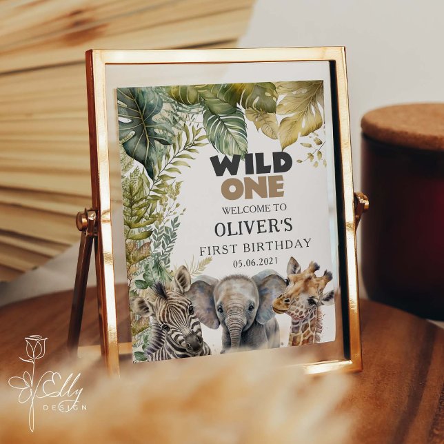 Wild One Birthday Boy Safari Animals Welcome Poster (Creator Uploaded)