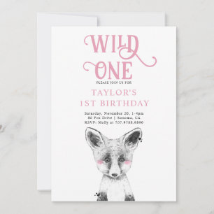 Wild One Birthday   Girl 1st Birthday Invitation