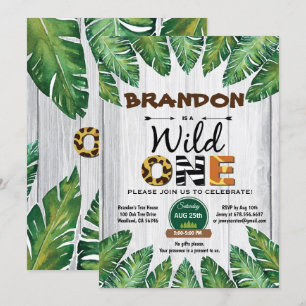 Wild One birthday invitation. Boy jungle theme Invitation
