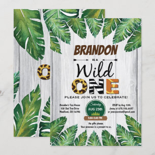 Wild One birthday invitation. Boy jungle theme Invitation