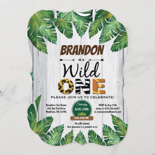 Wild One birthday invitation. Boy jungle theme Invitation