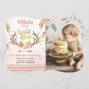 Wild One birthday invitation First birthday Girl