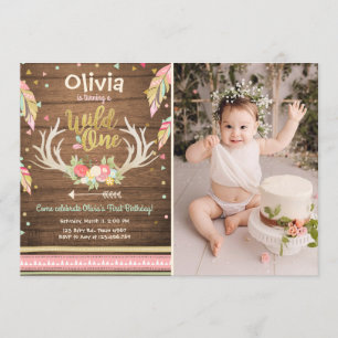 Wild One birthday invitation First birthday Girl