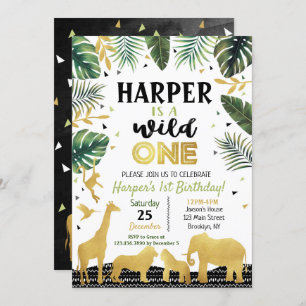 Wild One Birthday Invitation Jungle Animals Party