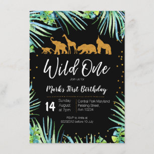 Wild One Birthday Invitation Jungle Party Animals