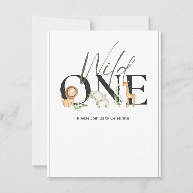 Wild one birthday invitation kids (Front)