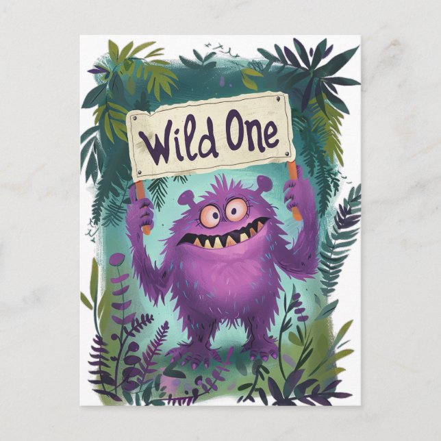 Wild One Birthday Invitation Postcard (Front)
