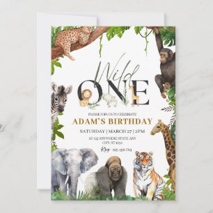 Wild One Birthday Invitation, Safari 1st Birthday Invitation