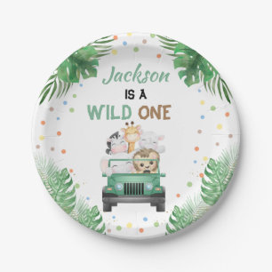 Wild One Birthday Invitation Safari Animals Balloo Paper Plate