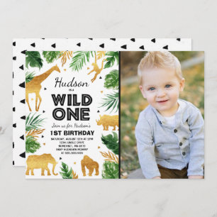 Wild One Birthday Invitation Safari Animals Party