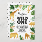 Wild One First Birthday invitations 15 w envelopes and rtn address printing watercolor safari