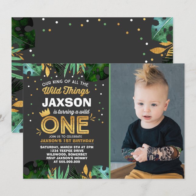 Wild One Birthday Invitation Wild Things Birthday (Front/Back)