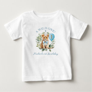 Wild One Birthday Lion Boy Birthday Floral T-Shirt