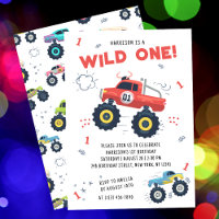 Wild One Birthday Modern Kids Monster Car Trucks