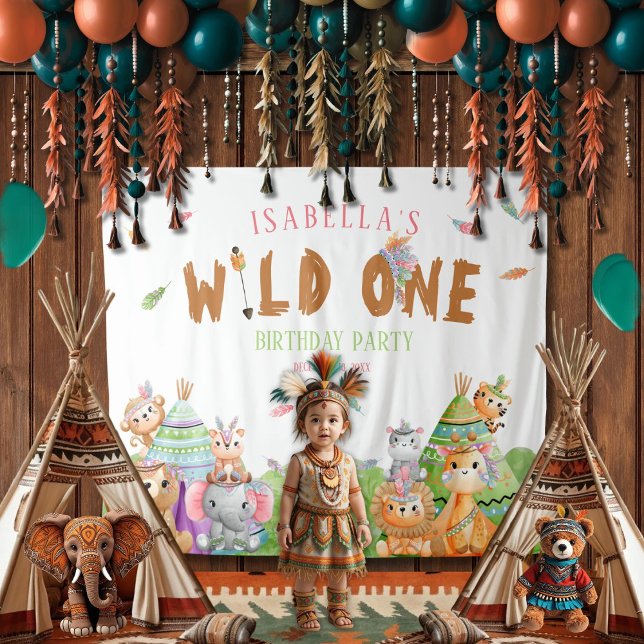 Wild One Birthday Party Backdrop with Animals Tapestry (Creator Uploaded)