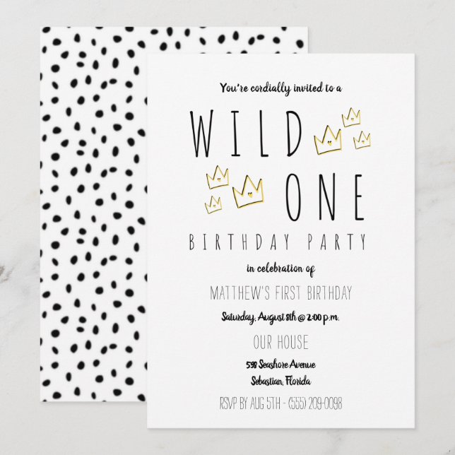 Wild One Birthday Party Invitation (Front/Back)
