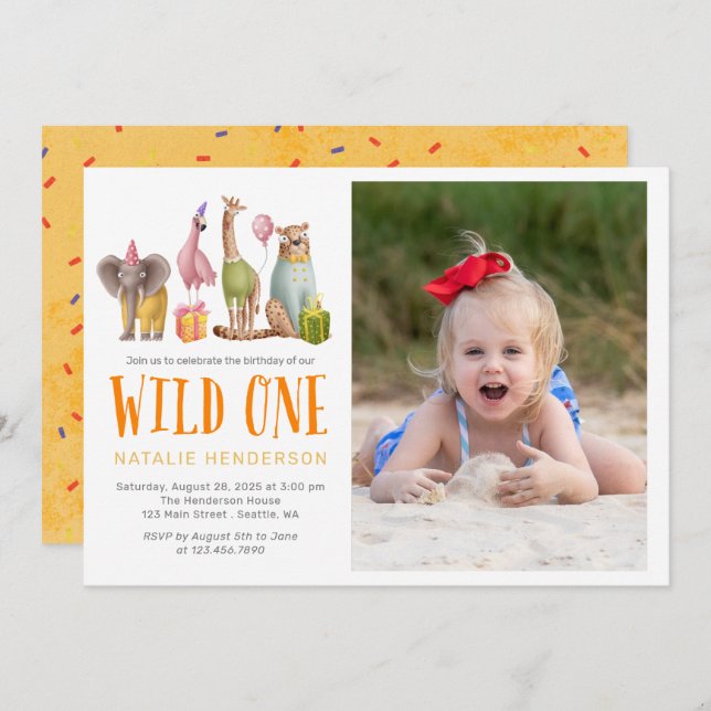 Wild One Birthday Party Invitation (Front/Back)