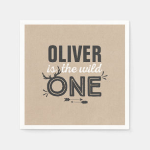 Wild One Birthday Party Napkin Rustic kraft party