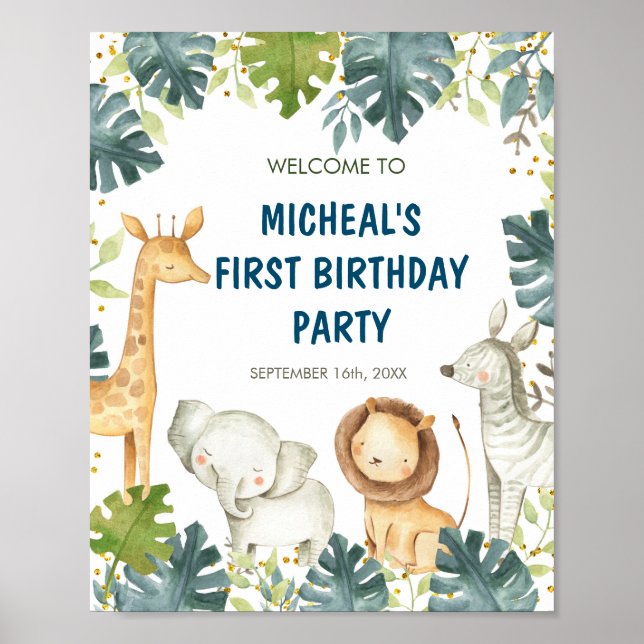 Wild One Birthday Party Welcome Sign (Front)