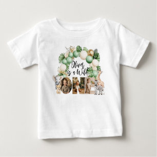 Wild One Birthday Safari Animal Photo Baby T-Shirt