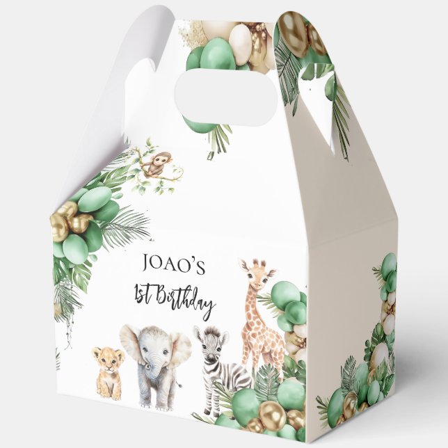 Wild One Birthday Safari Animal Photo Favour Box (Front)