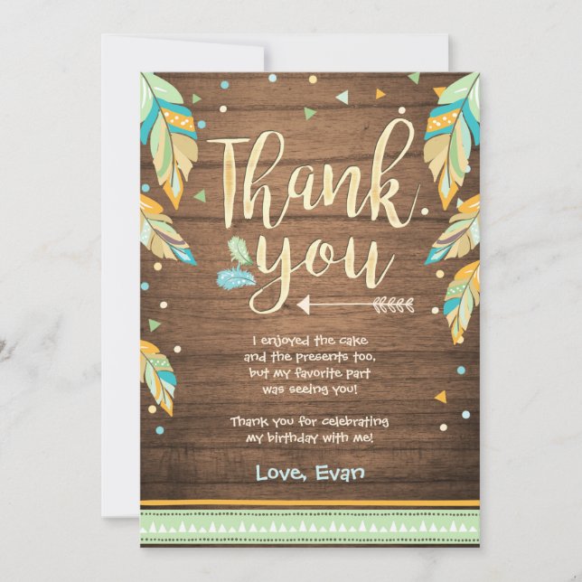 Wild One birthday Thank you card Blue green Boy (Front)