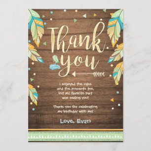 Wild One birthday Thank you card Blue green Boy