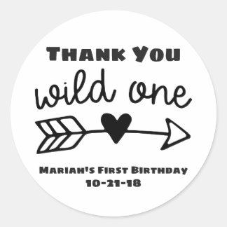 Wild One Birthday Thank You Stickers