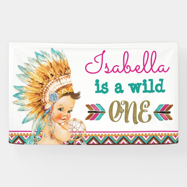 Wild One Birthday Tribal Banner 1st Birthday (Horizontal)