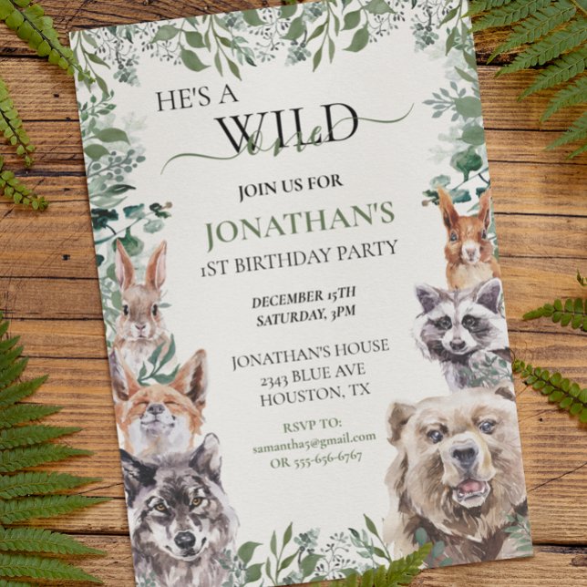 Wild One Birthday Woodland Animal Party    Invitation (Creator Uploaded)