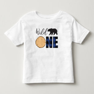 Wild One Black Bear Blue Plaid 1st Birthday Toddler T-Shirt
