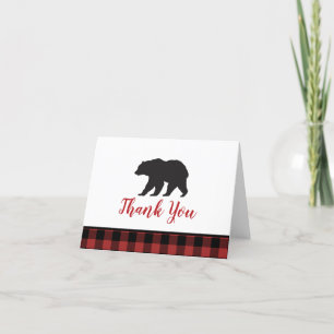 Wild One Black Bear Buffalo Plaid Thank You